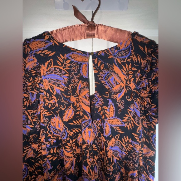 Free People Hello Lover Tunic Top In Noir Combo Size S Puff Sleeve Floral Dress - Picture 6 of 15